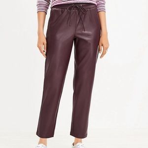 LOFT Faux Leather Pull On Slim Pants